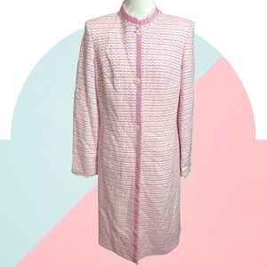 TA TRAVIS AYERS Pink Tweed Ribbon Tassel Long Sleeves Jacket size 8